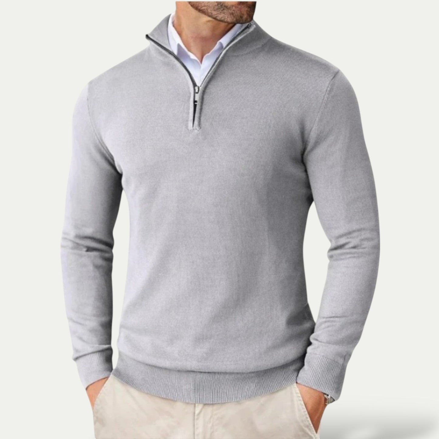 Pull Homme Coton Demi-zip Confort Respirant Coupe Classique