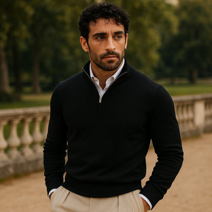 Pull Homme Coton Demi-zip Confort Respirant Coupe Classique