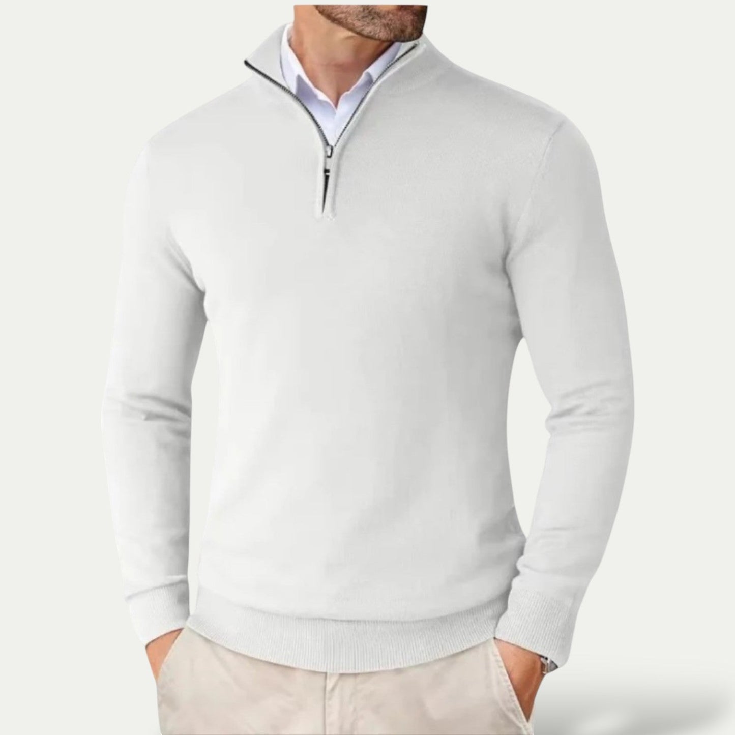 Pull Homme Coton Demi-zip Confort Respirant Coupe Classique