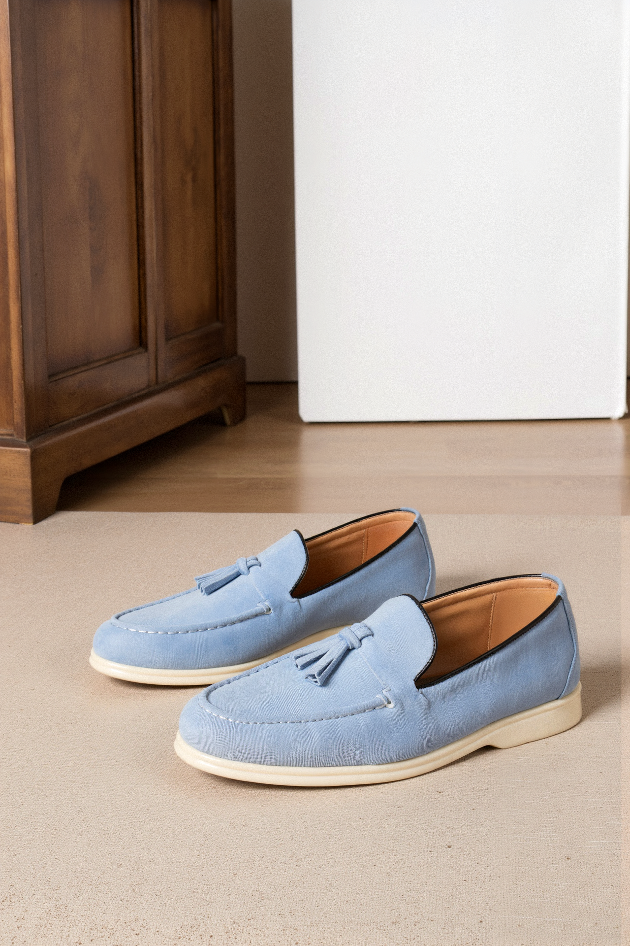 Mocassin Beige Cuir Confortable et Élégant