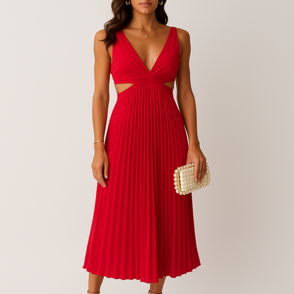 Robe Élégante en Soie Plissée Noir