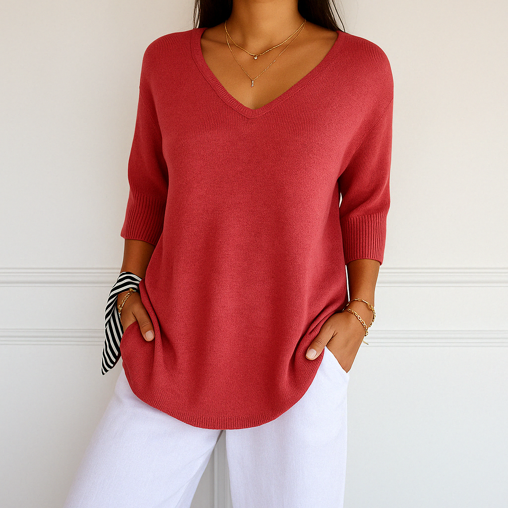 Pull Femme Col V Léger et Confortable