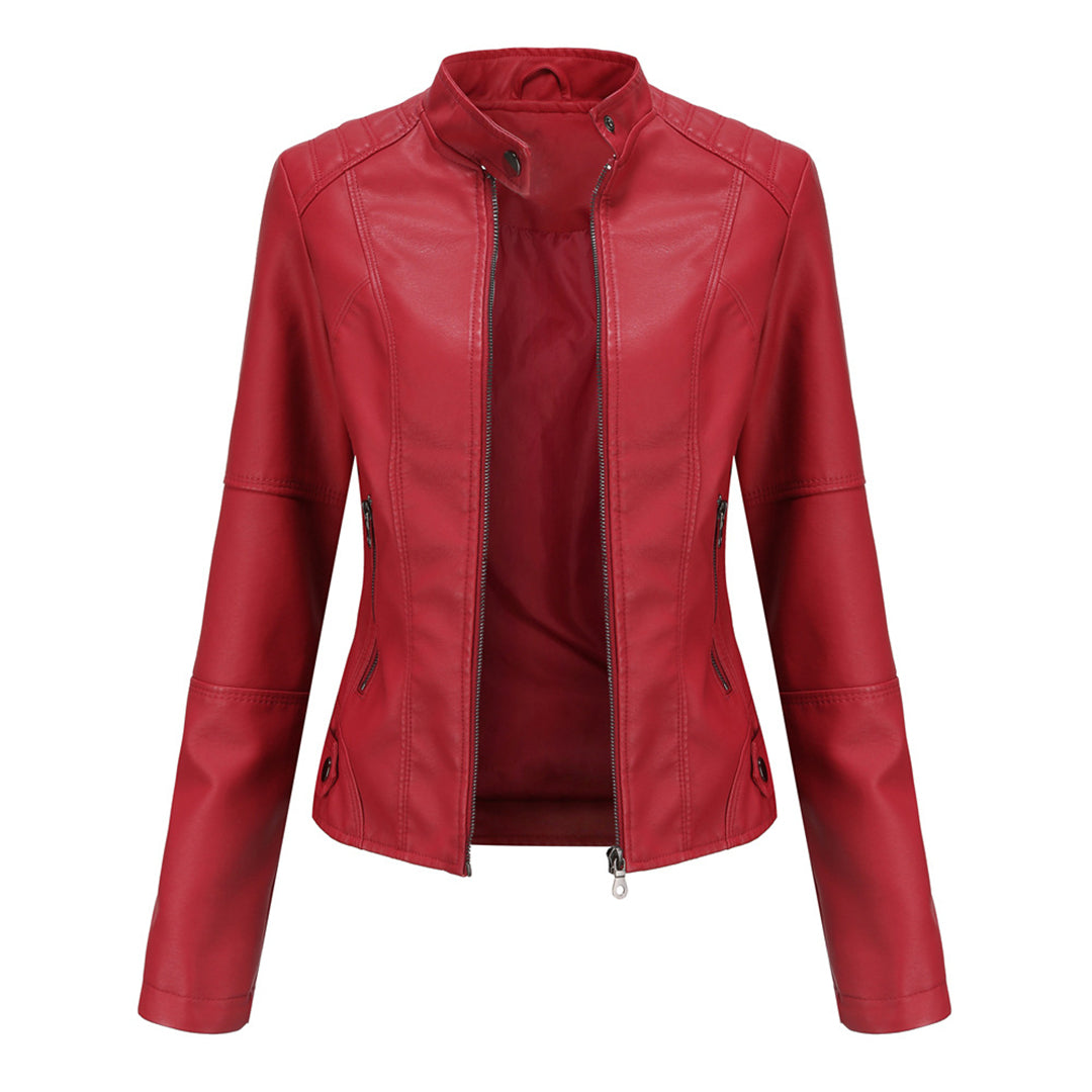Blouson Femme Cuir Fermeture Éclair Avant