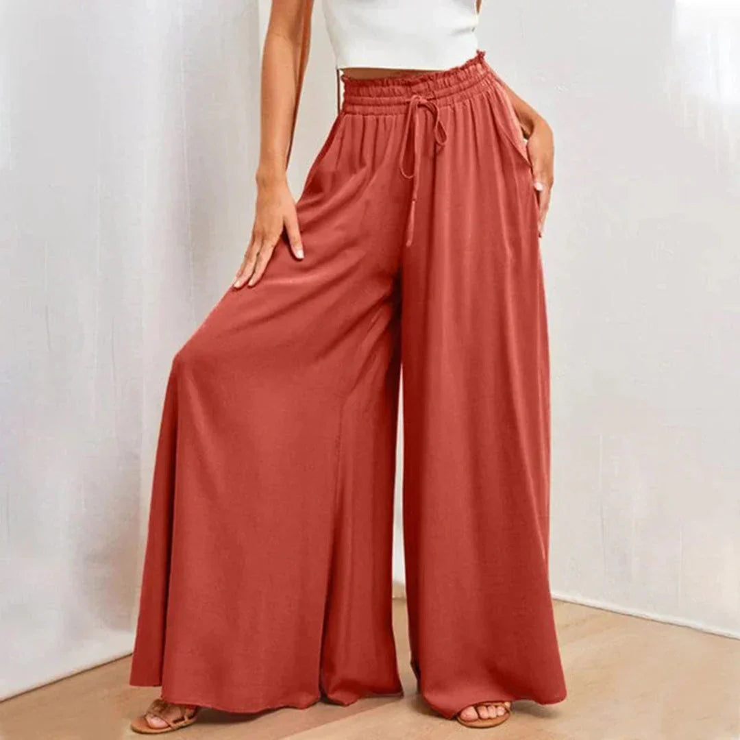 Pantalon Taille Haute Élégant avec Jambes Larges