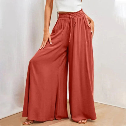 Pantalon Taille Haute Élégant avec Jambes Larges