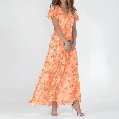 Robe Maxi Femme Fluide Décolleté en V - PanierRoyale