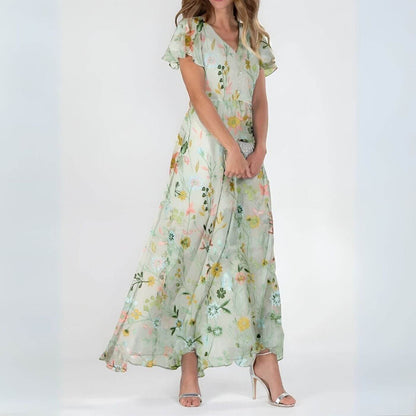 Robe Maxi Femme Fluide Décolleté en V