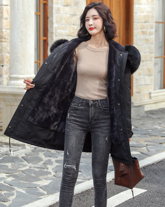 Manteau Femme Élégant Hiver avec Capuche et Doublure Polaire