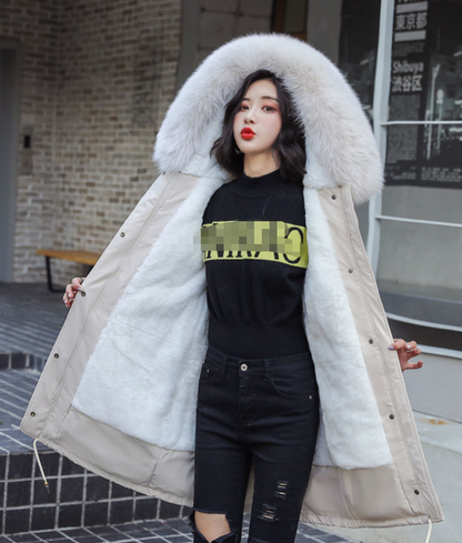 Manteau Femme Élégant Hiver avec Capuche et Doublure Polaire