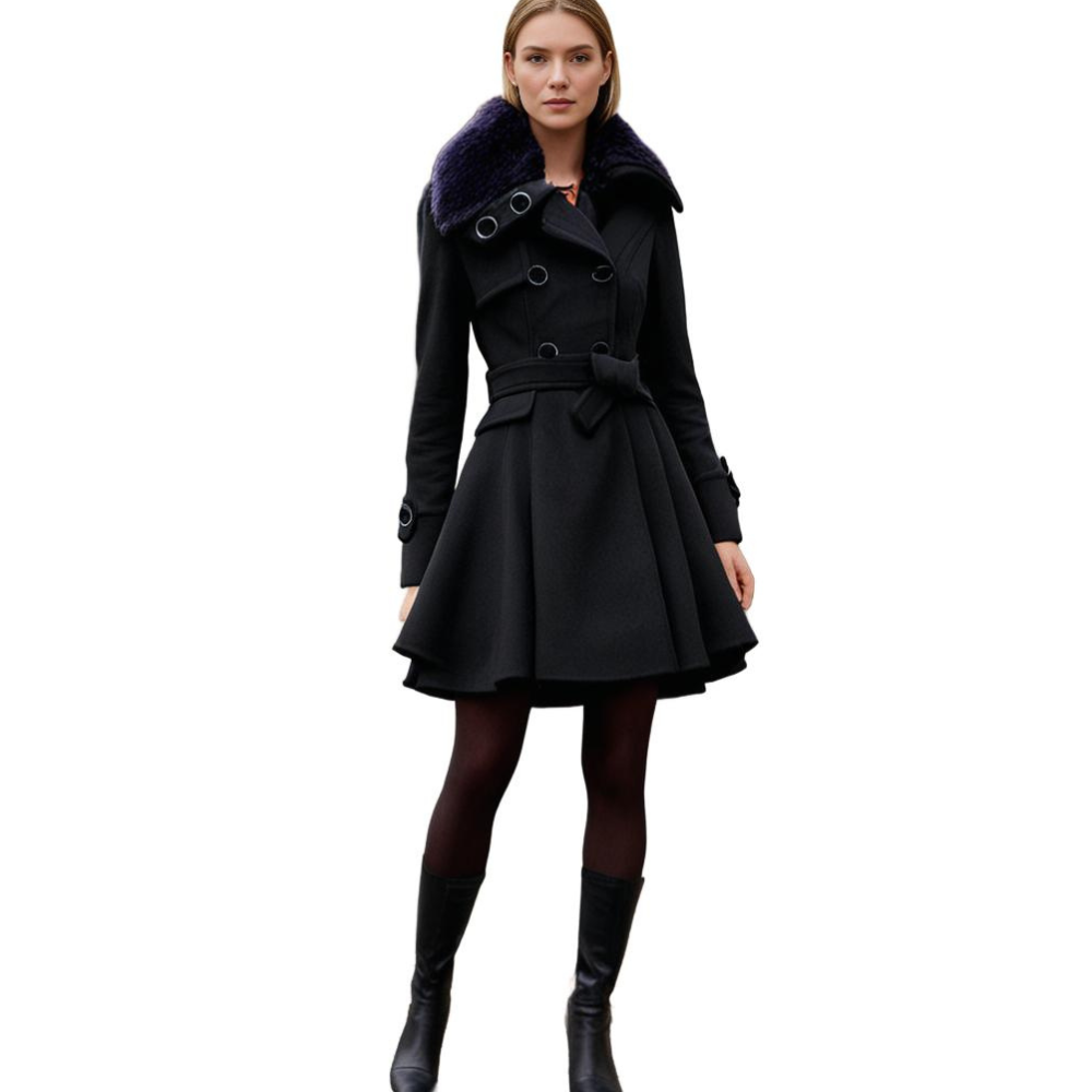 Manteau Femme Tailleur en Simili Fourrure avec Boutons