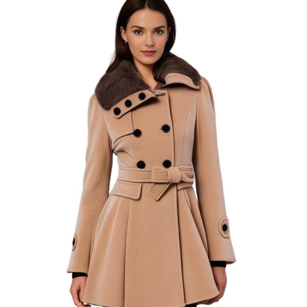 Manteau Femme Tailleur en Simili Fourrure avec Boutons