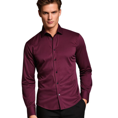 Chemise Homme Élégante Rouge Vin - PanierRoyale