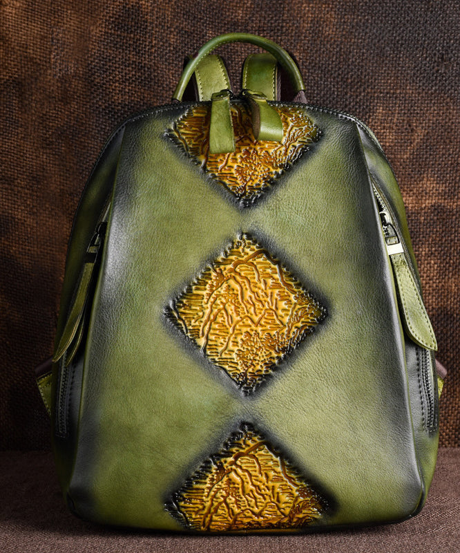 Vieux sac à dos vert en cuir robuste et spacieux - EasyApparels