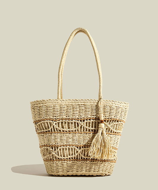 Sacs à bandoulière vintage en paille tressée à franges - EasyApparels