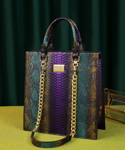 Grand sac à main rétro multicolore en serpent - EasyApparels