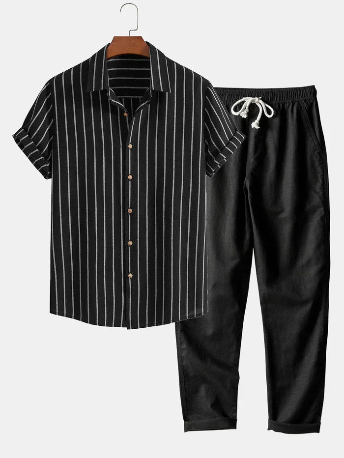 Costume Homme Été Léger | Chemise Rayée et Pantalon Lin