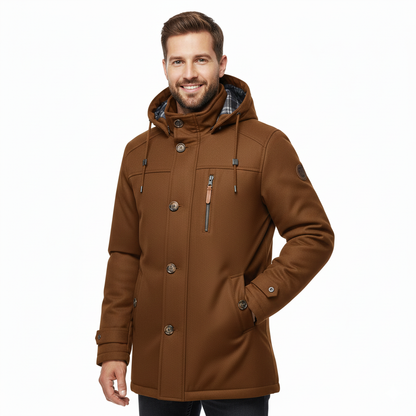 Manteau Homme Hiver Slim avec Capuche et Poches Réversible - PanierRoyale