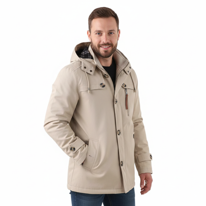 Manteau Homme Hiver Slim avec Capuche et Poches Réversible
