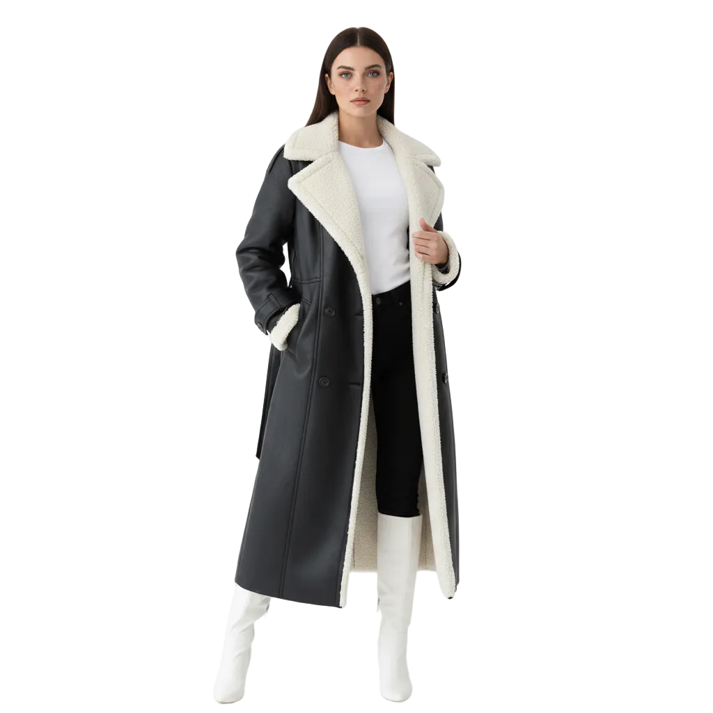 Manteau Femme Long Suédé Col Montant Chic - PanierRoyale