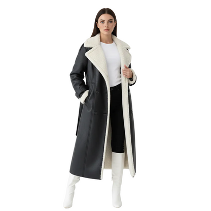 Manteau Femme Long Suédé Col Montant Chic - PanierRoyale