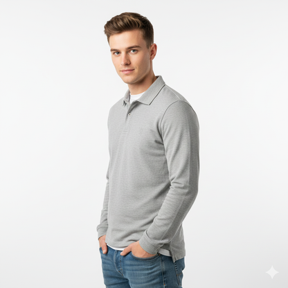 Chemise Polo Homme Manches Longues Coton Doux
