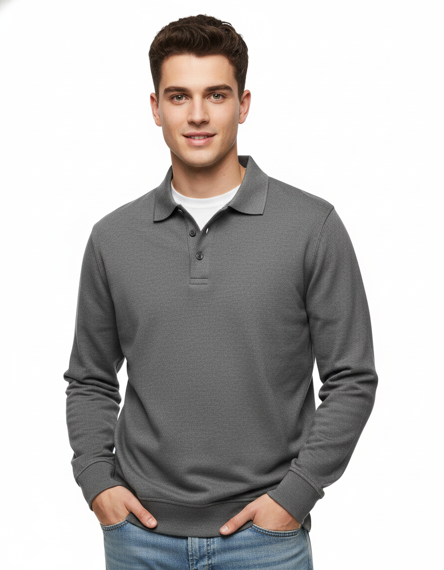 Chemise Polo Homme Manches Longues Coton Doux