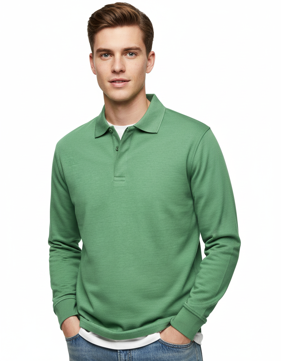 Chemise Polo Homme Manches Longues Coton Doux