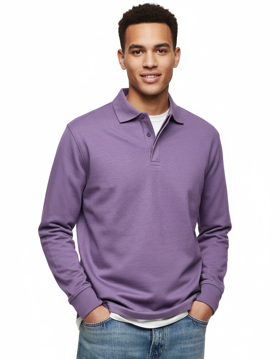 Chemise Polo Homme Manches Longues Coton Doux