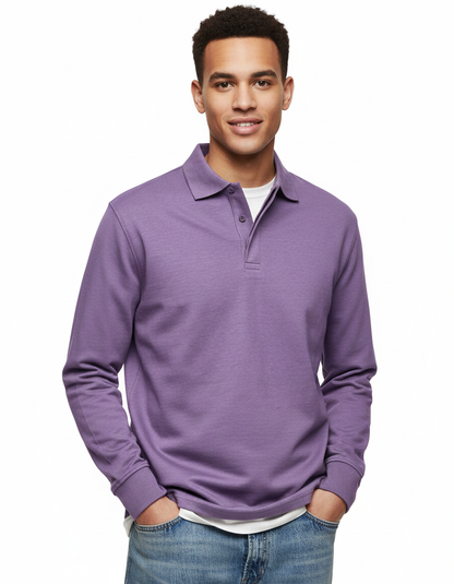 Chemise Polo Homme Manches Longues Coton Doux