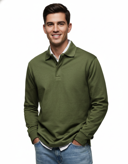 Chemise Polo Homme Manches Longues Coton Doux