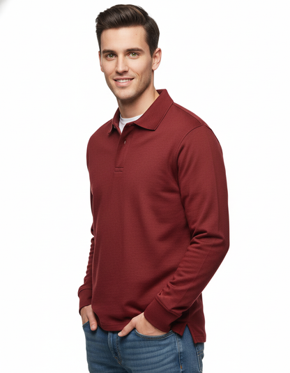 Chemise Polo Homme Manches Longues Coton Doux