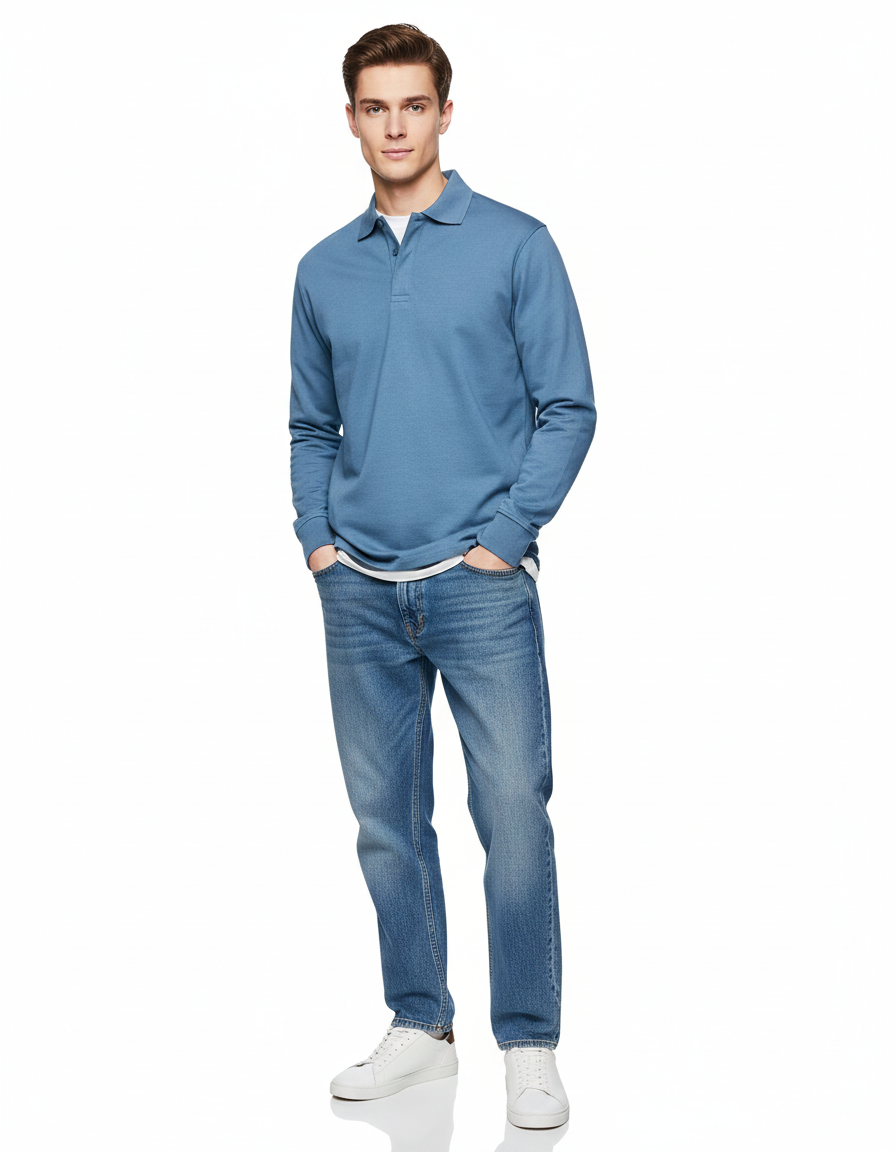Chemise Polo Homme Manches Longues Coton Doux - PanierRoyale