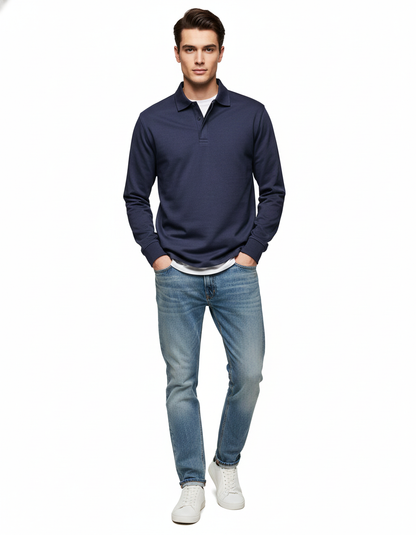Chemise Polo Homme Manches Longues Coton Doux