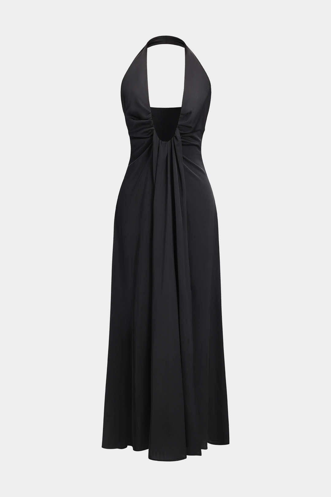 Robe de Soirée Noire Élégante Longue avec Col Montant - BerlinGlamour