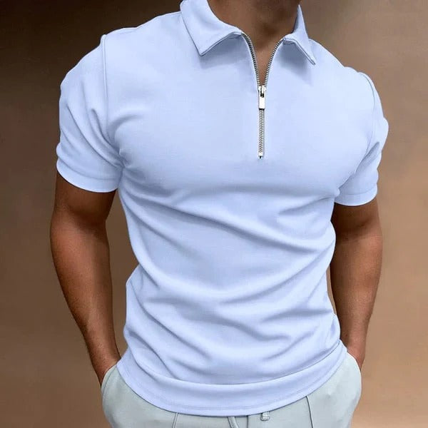 Polo Homme Taille Slim avec Col Montant et Fermeture Éclair - PanierRoyale