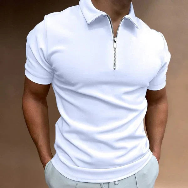 Polo Homme Taille Slim avec Col Montant et Fermeture Éclair