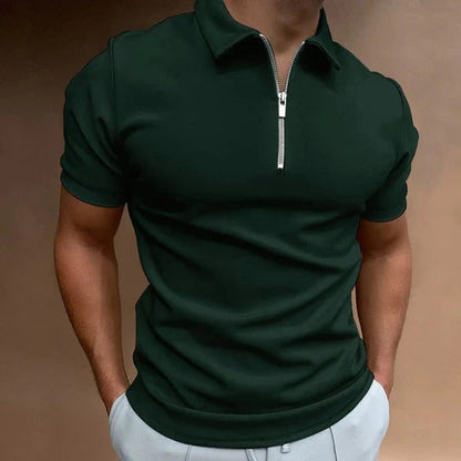 Polo Homme Taille Slim avec Col Montant et Fermeture Éclair