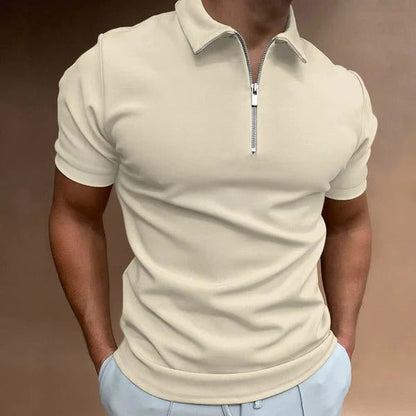 Polo Homme Taille Slim avec Col Montant et Fermeture Éclair
