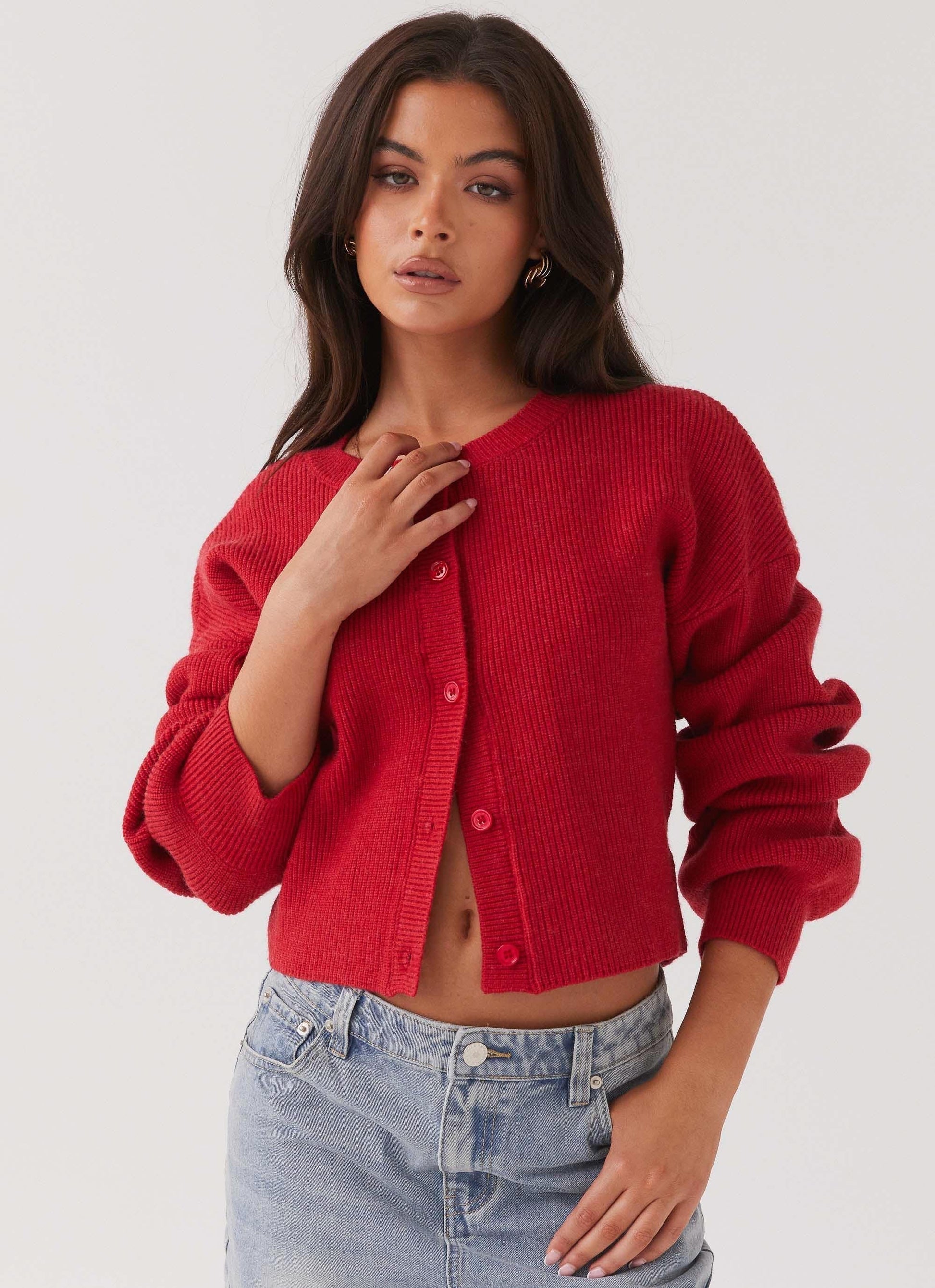 Cardigan Court Femme Maille Légère Manches Volumineuses - PanierRoyale
