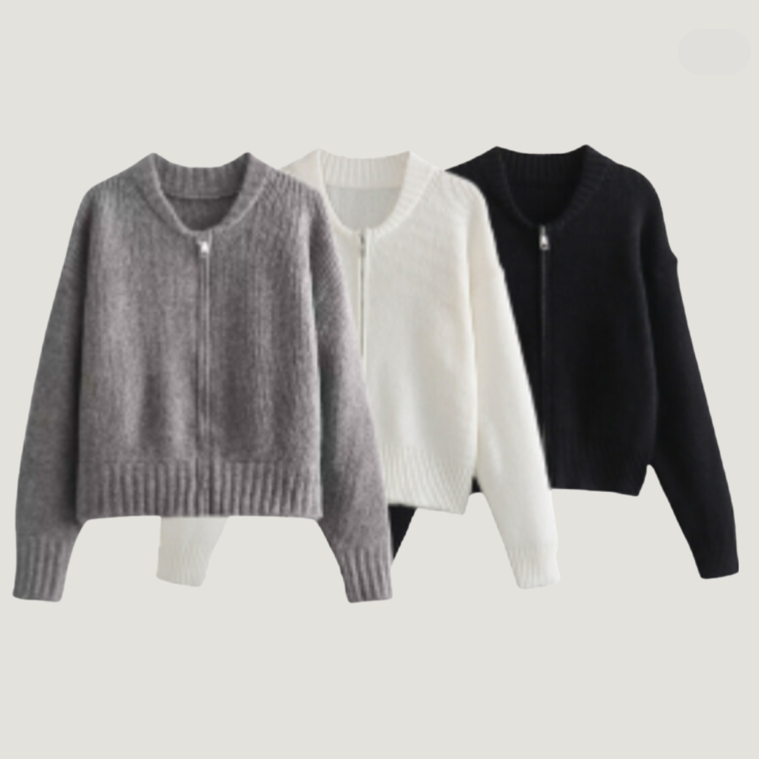 Gilet Zippé Long Manches Élégant et Chauffant