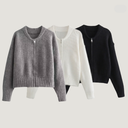 Gilet Zippé Long Manches Élégant et Chauffant