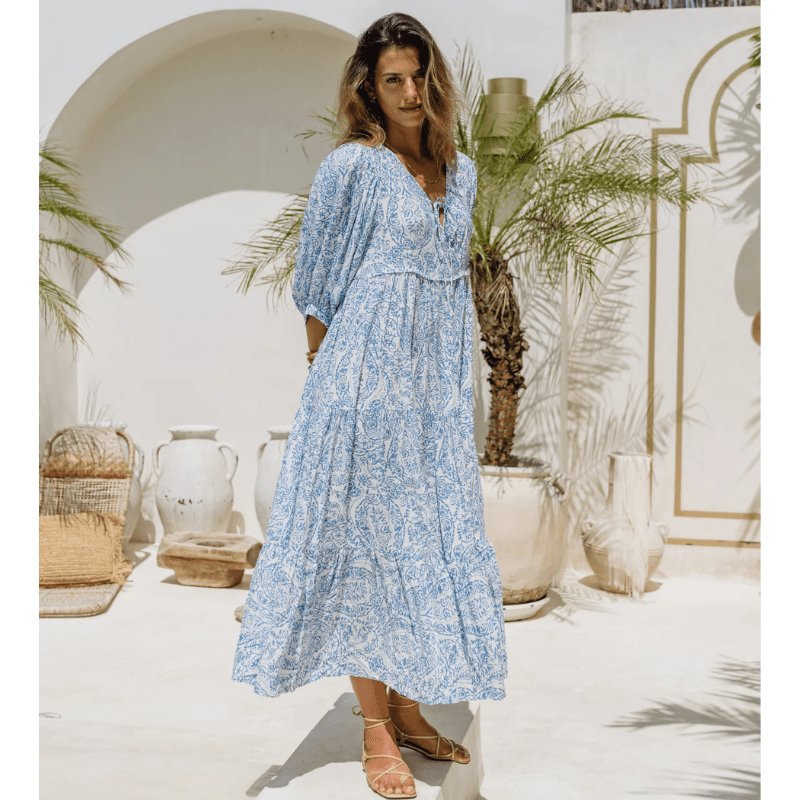 Robe Bohème Imprimée Floral à Manches Longues - PanierRoyale
