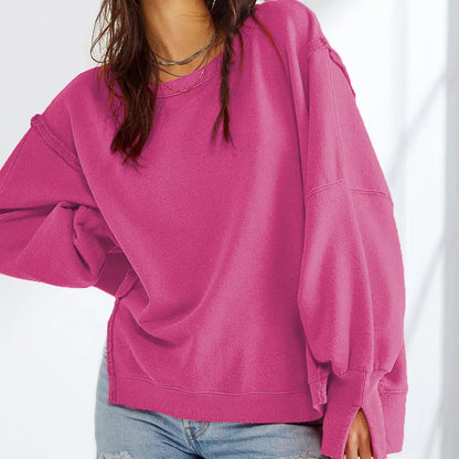 Pull Femme Rose Doux Manches Longues