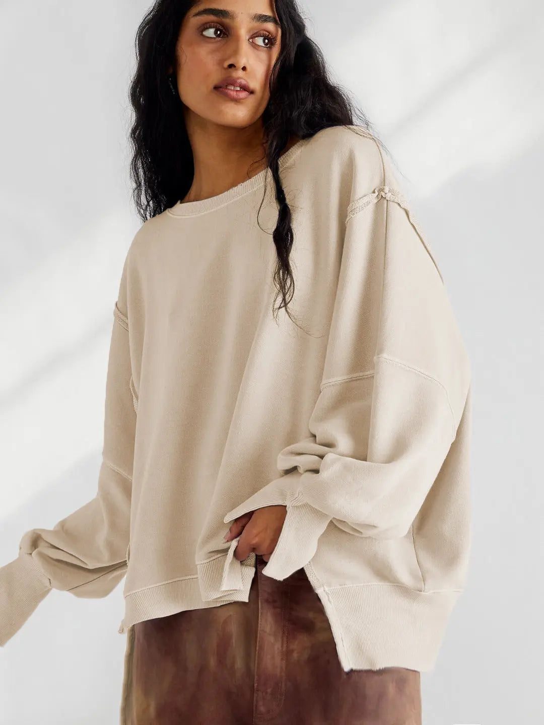 Pull Femme Rose Doux Manches Longues