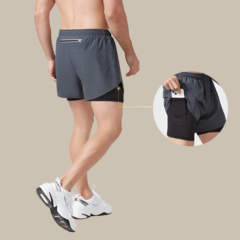 Shorts de Running Homme Séchage Rapide avec Poches Zippées