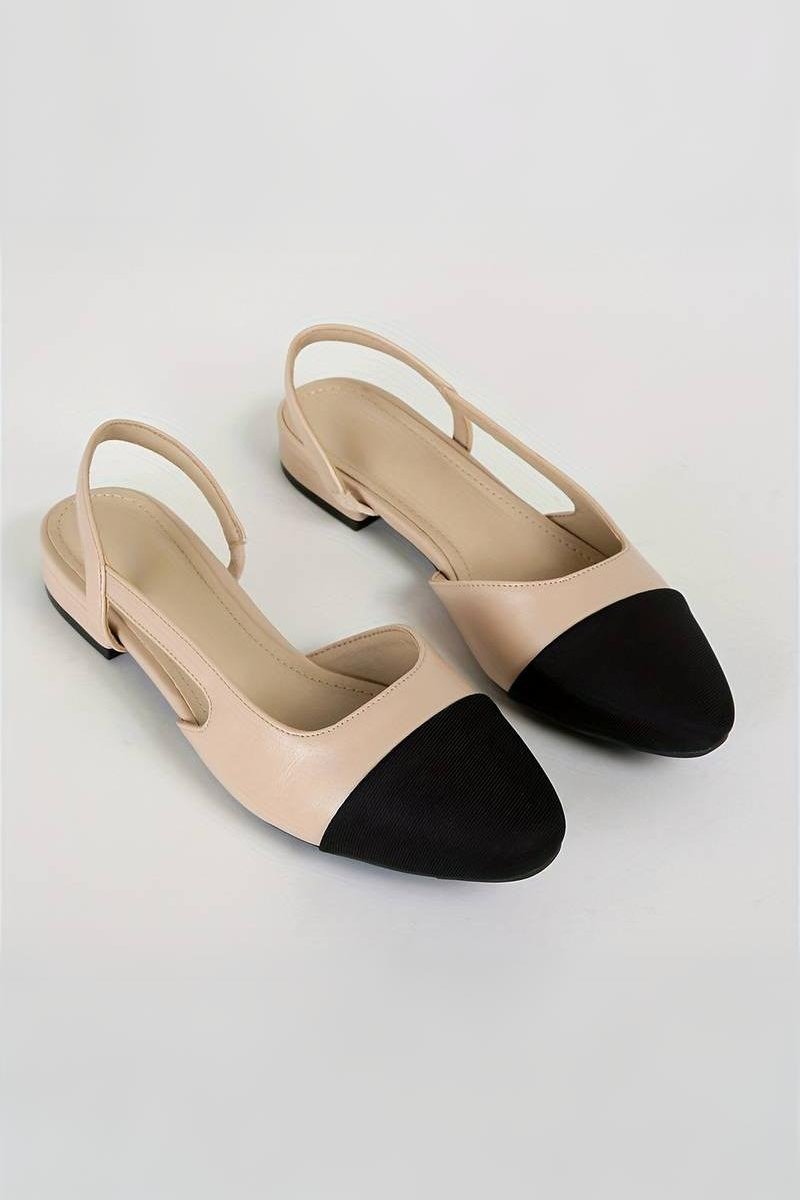 Escarpins Slingback Élégants Beige et Noir