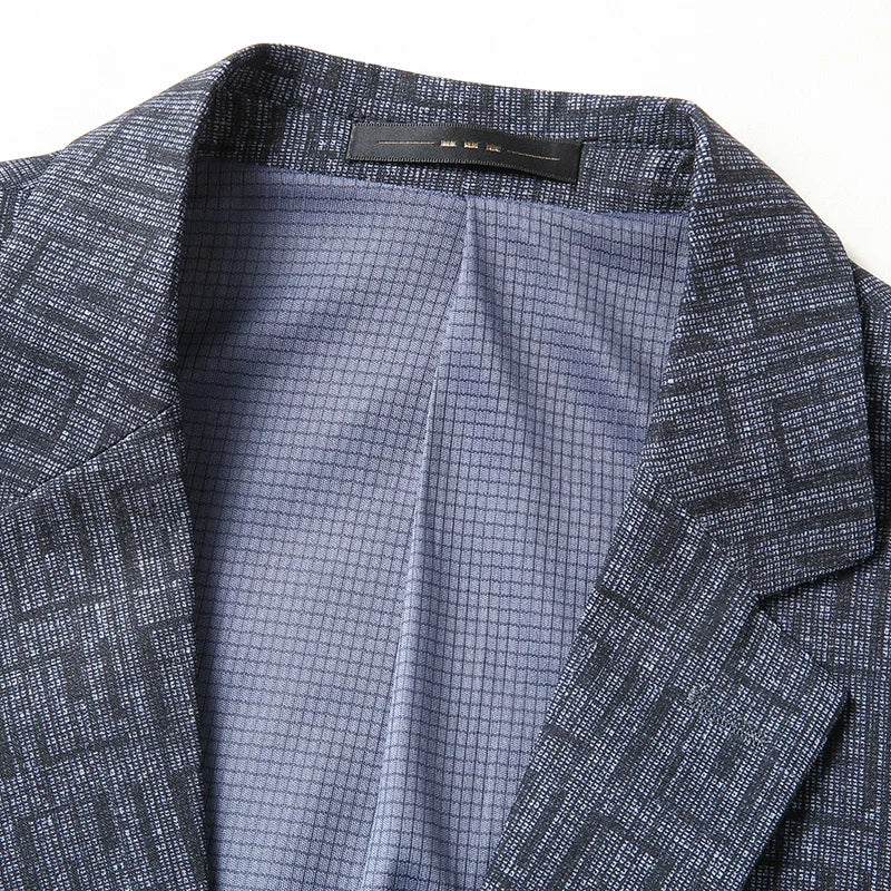Blazer Homme Moderne à Carreaux Geométriques