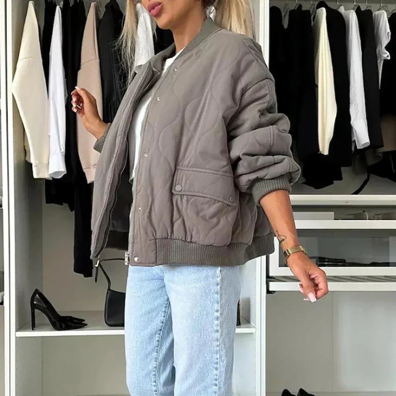 Bomber Femme Matelassé Confort Coupe Ample Oversize