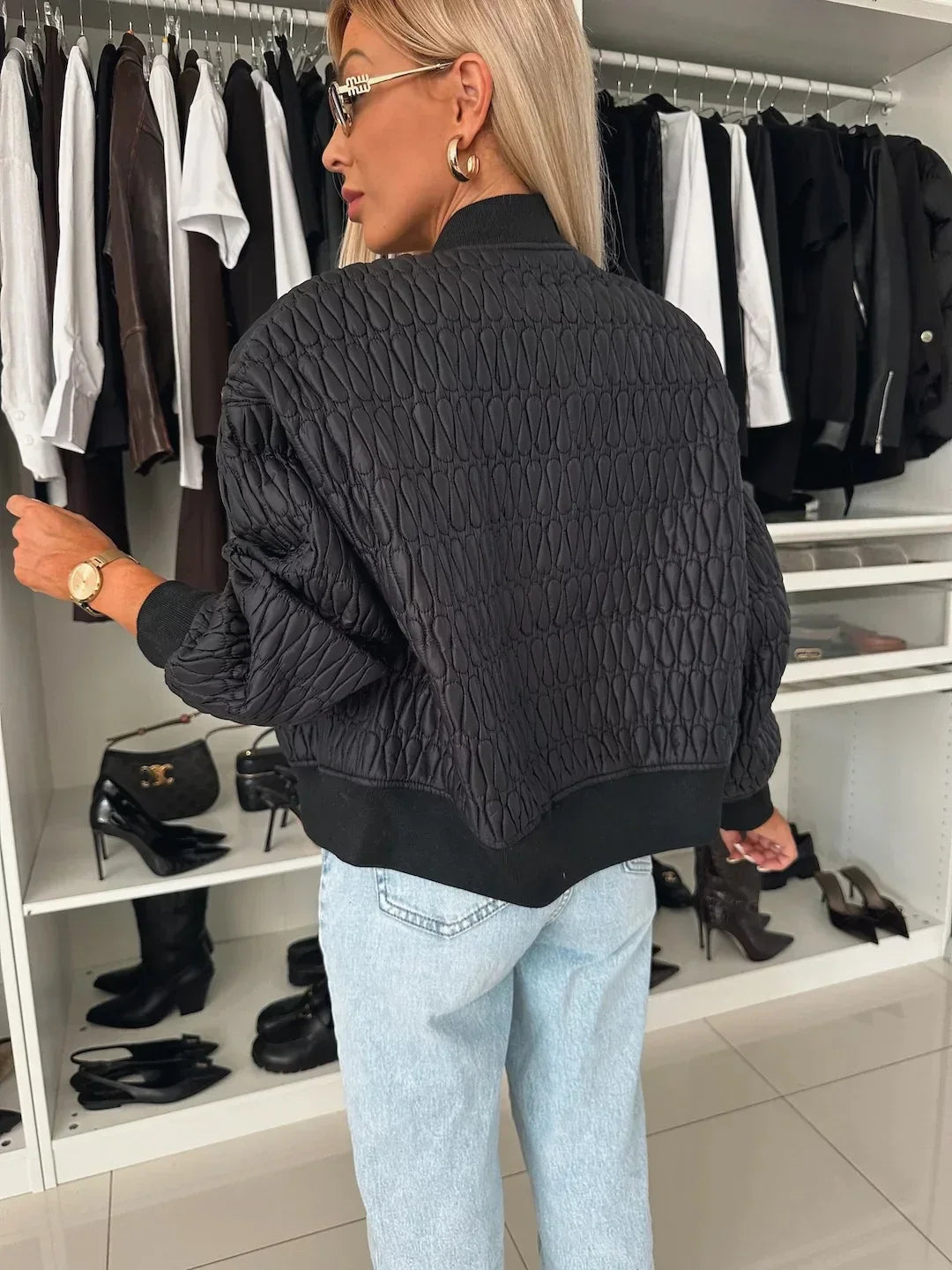 Blouson femme matelassée à fermeture éclair avant