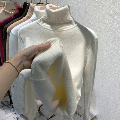 Pull Femme Laine Douce à Col Roulé Chaud